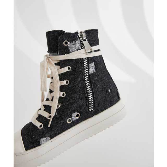 Lace-Up Ripped Canvas Sneaker