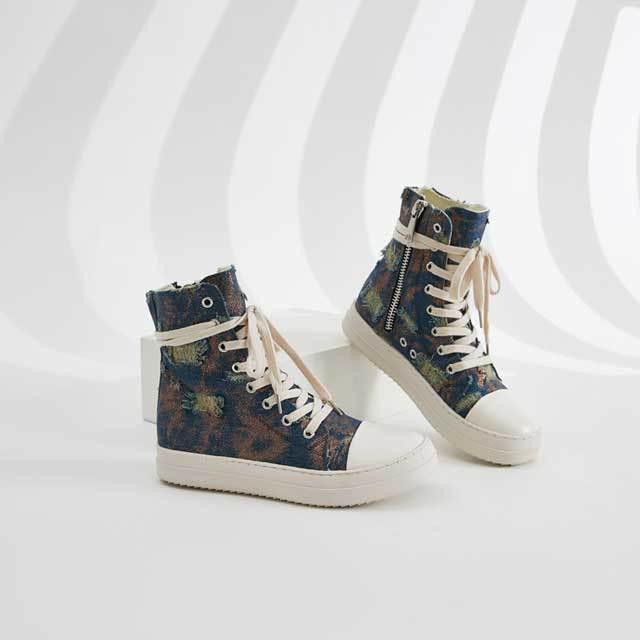 Lace-Up Ripped Canvas Sneaker