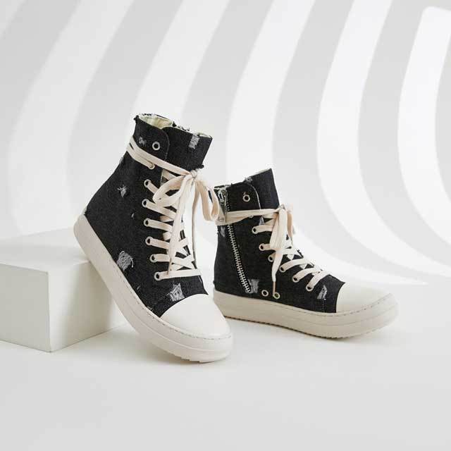 Lace-Up Ripped Canvas Sneaker