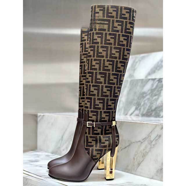 Buckle Strap Leather Stiletto Boots