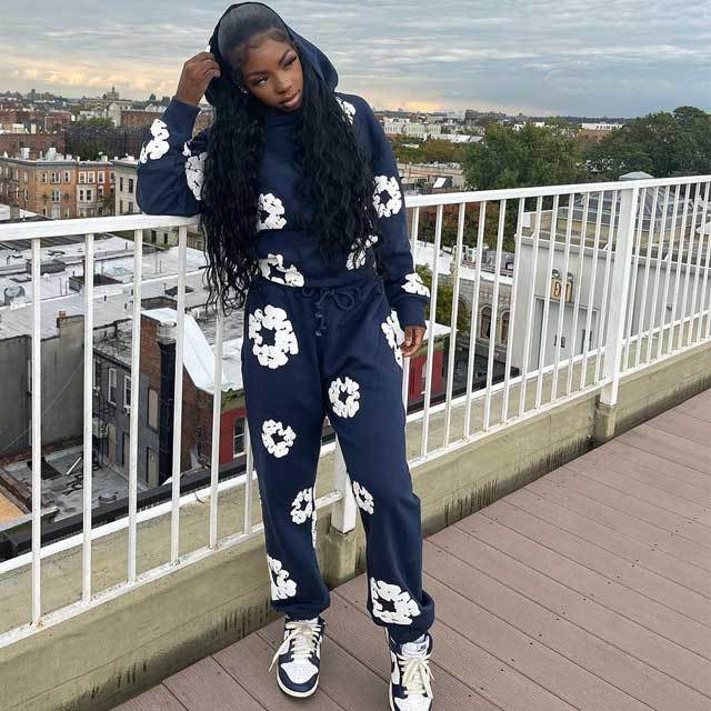 Printed Long Sleeve Casual Tracksuit Set