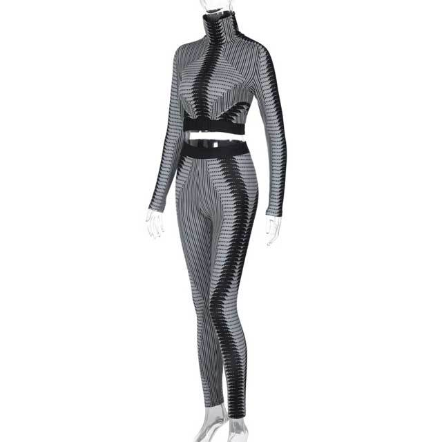 Printed Skinny Long Sleeve Jogging Suit