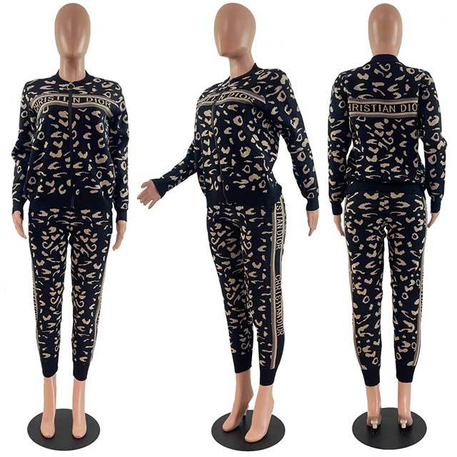 Trendy Printed Knitting Two Pieces Pant Set