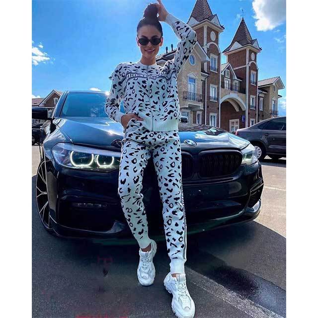 Trendy Printed Knitting Two Pieces Pant Set