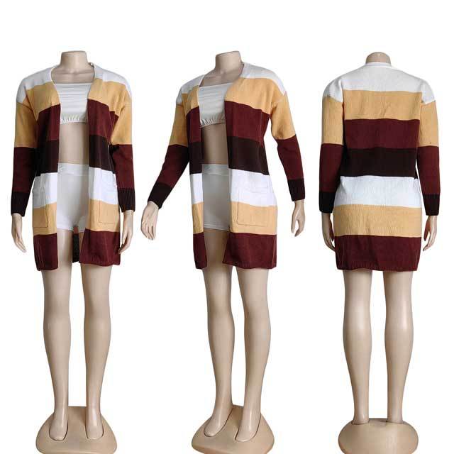 Knit Striped Cardigan Coat