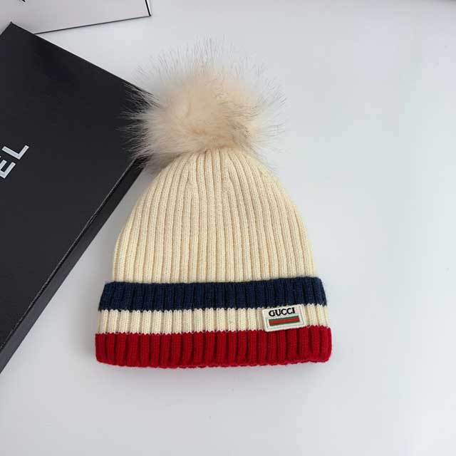 Embroidery Striped Knit Hat