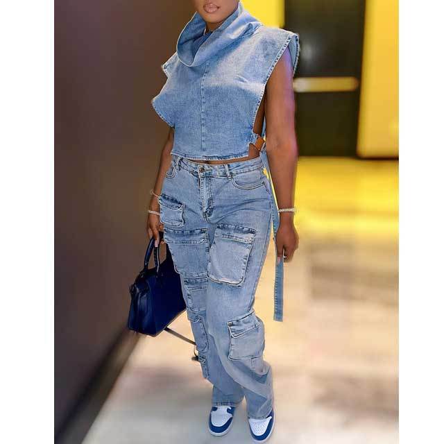 Multi Pockets Casual Cargo Jeans
