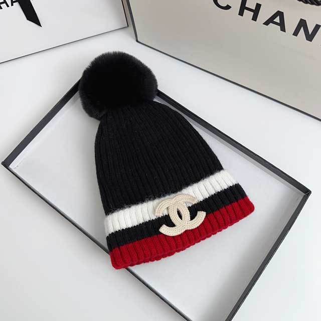 Embroidery Color Block Knit Hat