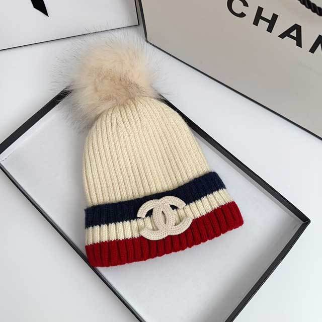 Embroidery Color Block Knit Hat