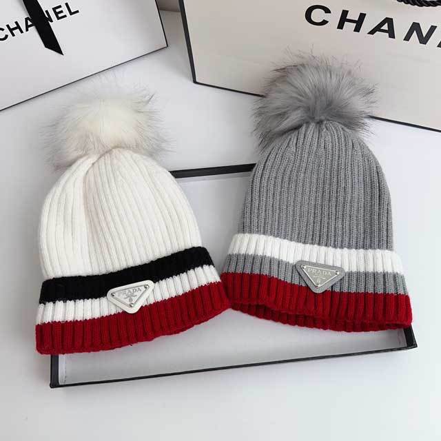 Fashion Logo Color Block Knit Hat
