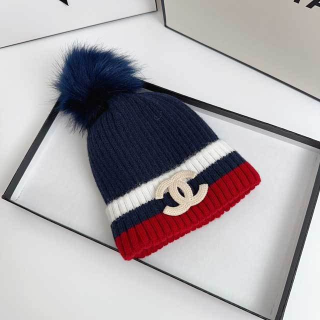 Embroidery Color Block Knit Hat
