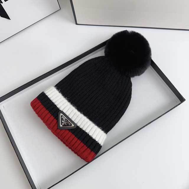 Fashion Logo Color Block Knit Hat
