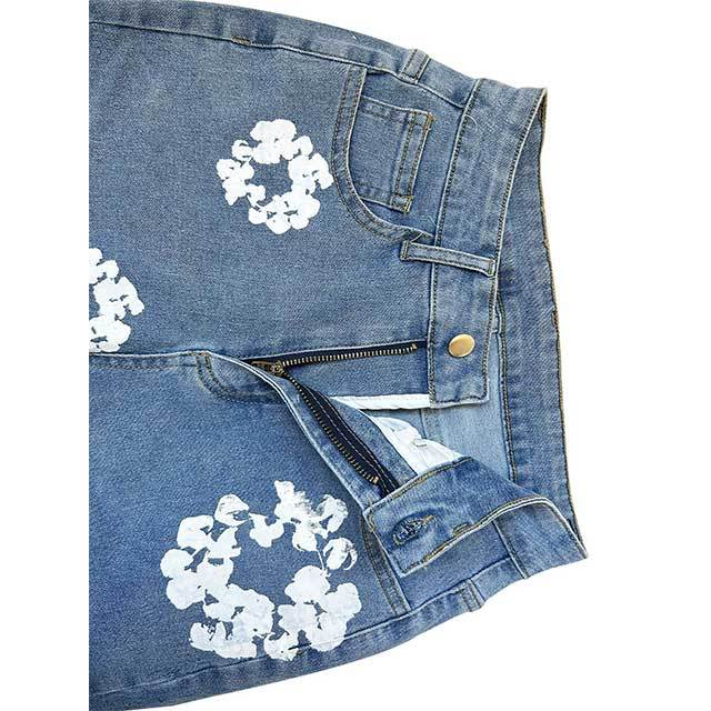 Floral Print High Waist Elastic Skinny Jeans