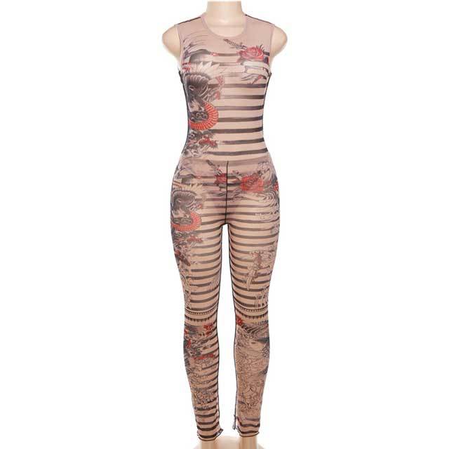 Printed Sleeveless Bodysuit Legging Set