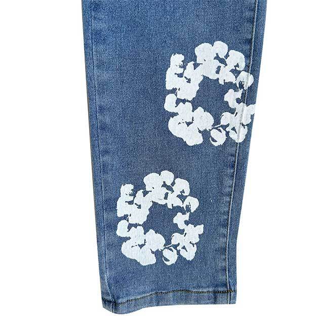 Floral Print High Waist Elastic Skinny Jeans