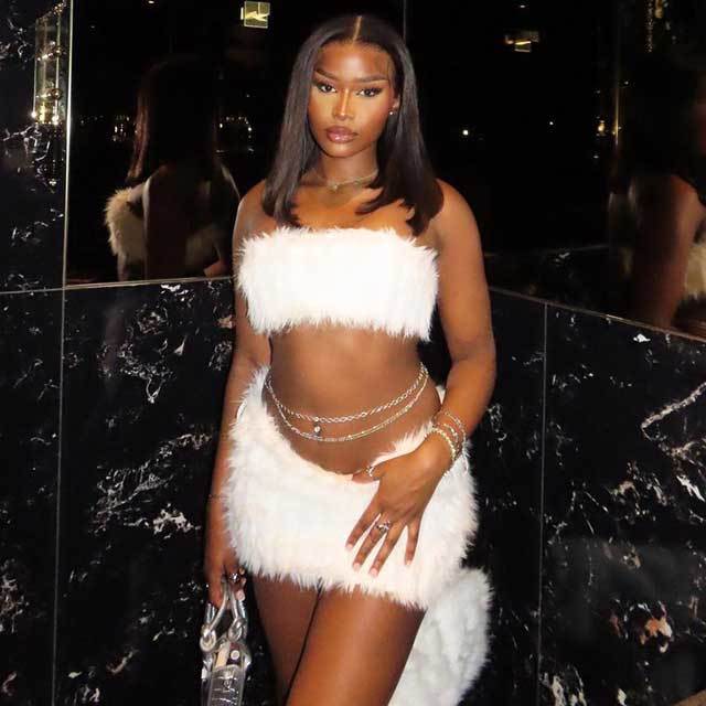 Furry Tube Top Skirt Set