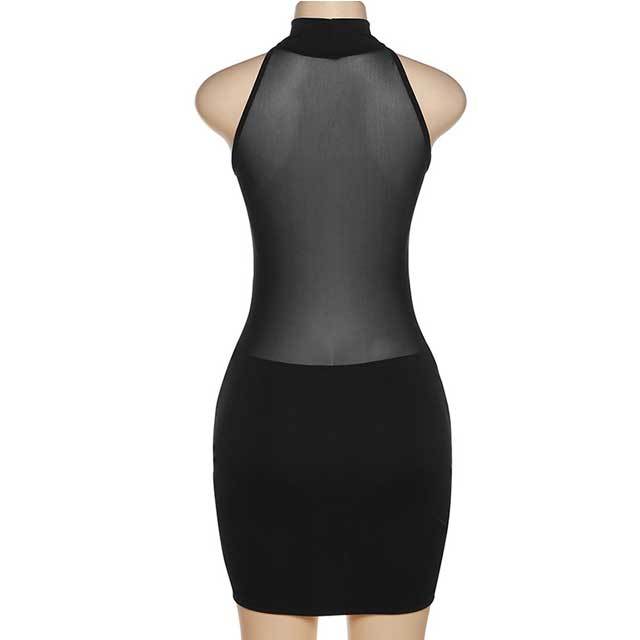 Sleeveless Mesh Ruched Bodycon Dress