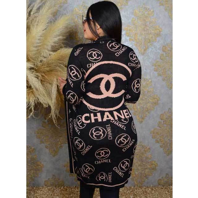 Letter Design Knit Cardigan Coat