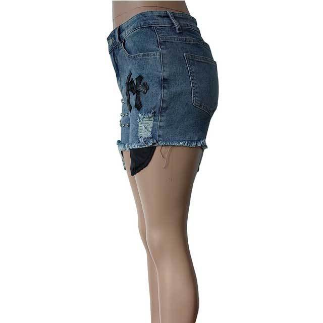 Denim Beaded Jeans Shorts