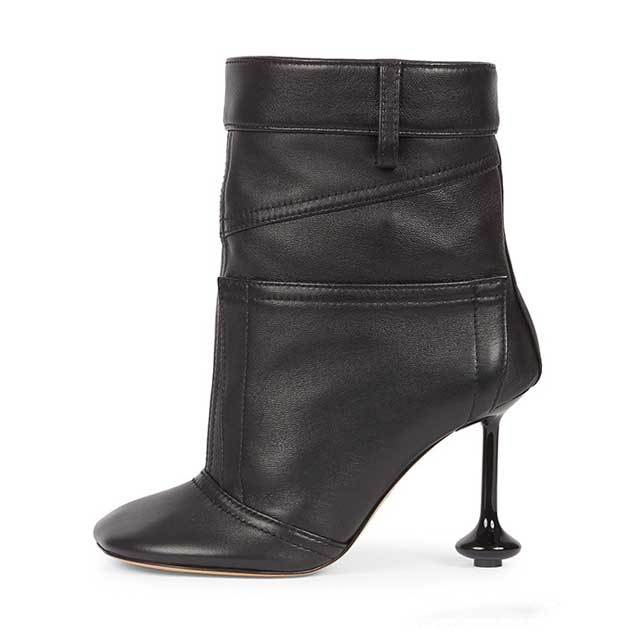 Special Shaped Heeled Leather Fashion Boots