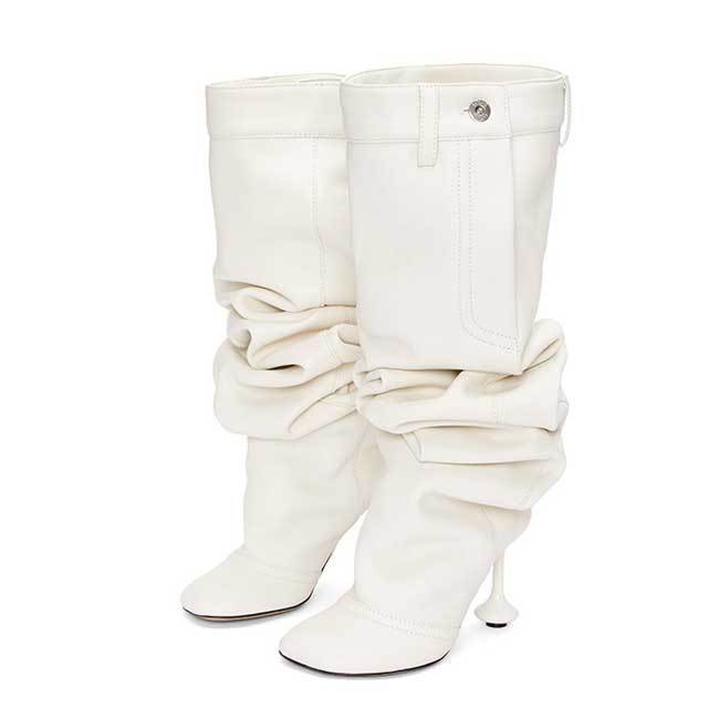 Special Shaped Heeled Leather Long Boots