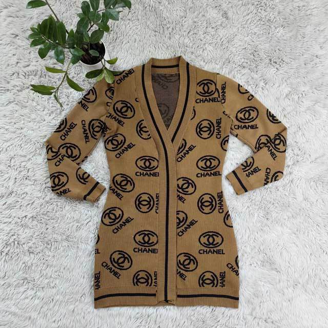 Letter Design Knit Cardigan Coat