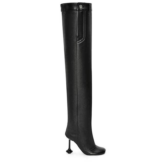 Special Shaped Heeled Leather Long Boots