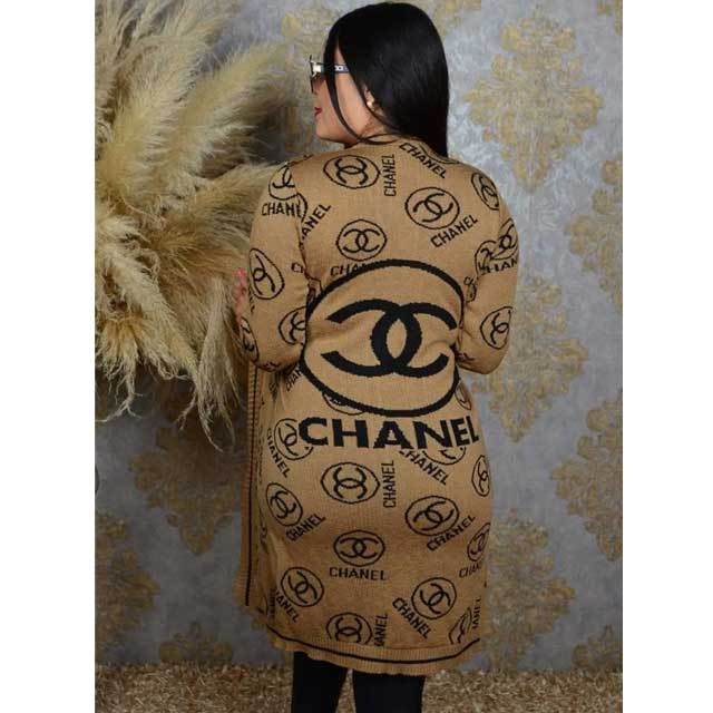 Letter Design Knit Cardigan Coat