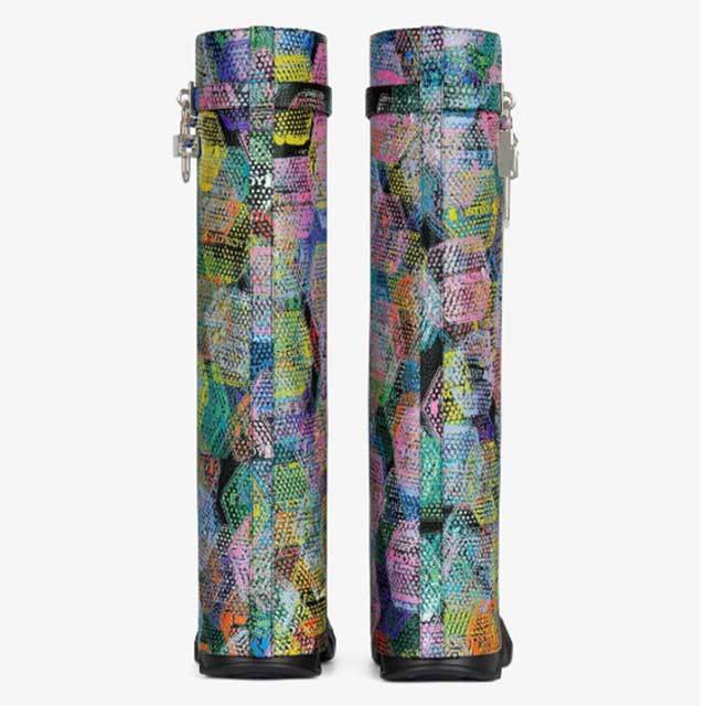 Shark Lock Graffiti Fashion Boots