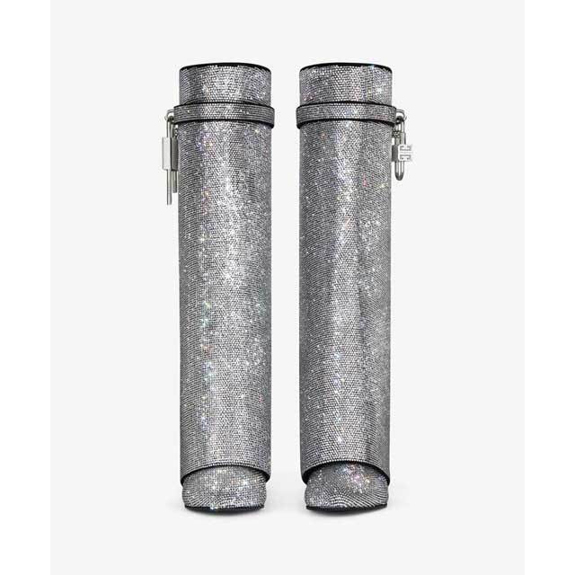Shark Lock Rhinestones Long Boots