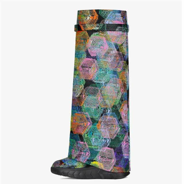 Shark Lock Graffiti Fashion Boots