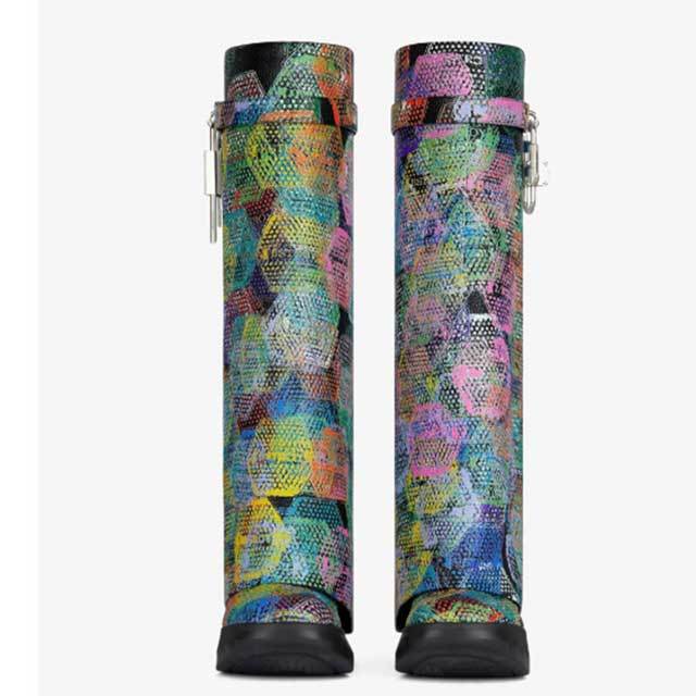 Shark Lock Graffiti Fashion Boots