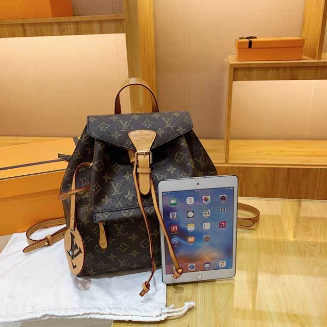 Buckle Strap Leather Printed Backpack