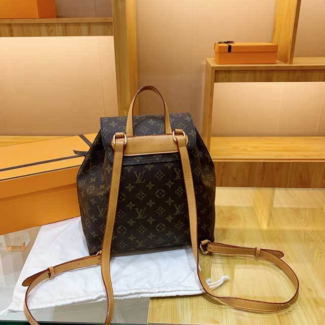 Buckle Strap Leather Printed Backpack