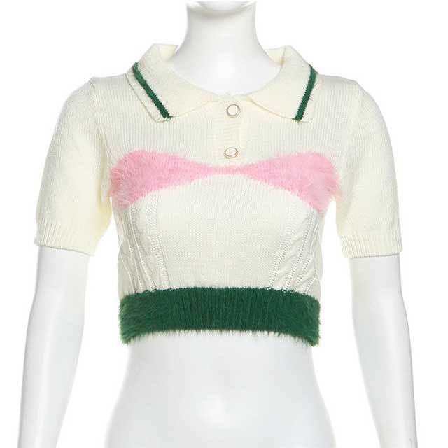 Knit Color Block Polo Top