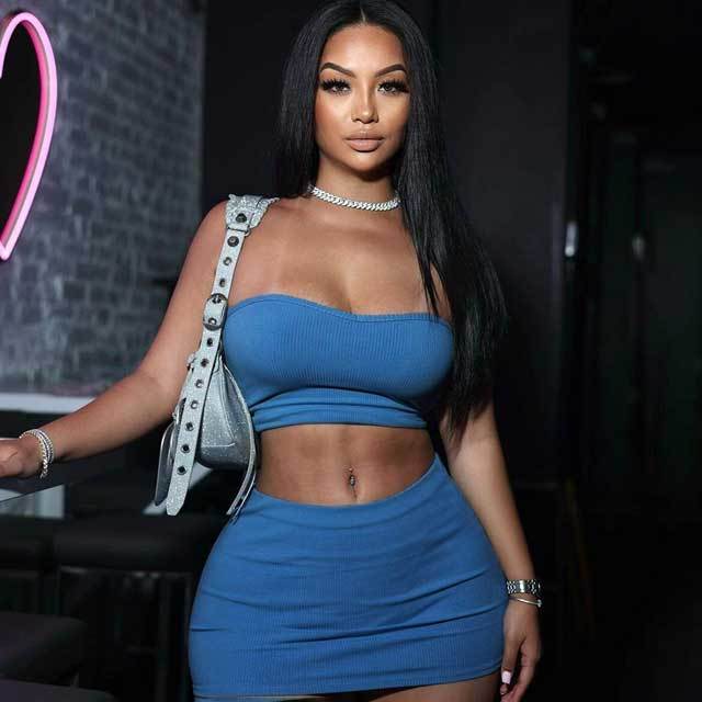 Ribbed Tube Top Bodycon Skirt Set