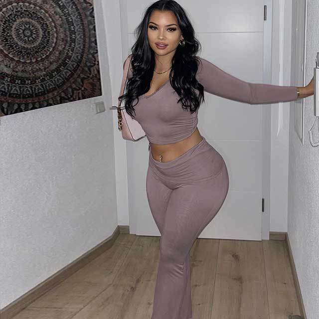 Solid Color Long Sleeve Casual Jogging Suit