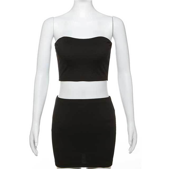 Ribbed Tube Top Bodycon Skirt Set