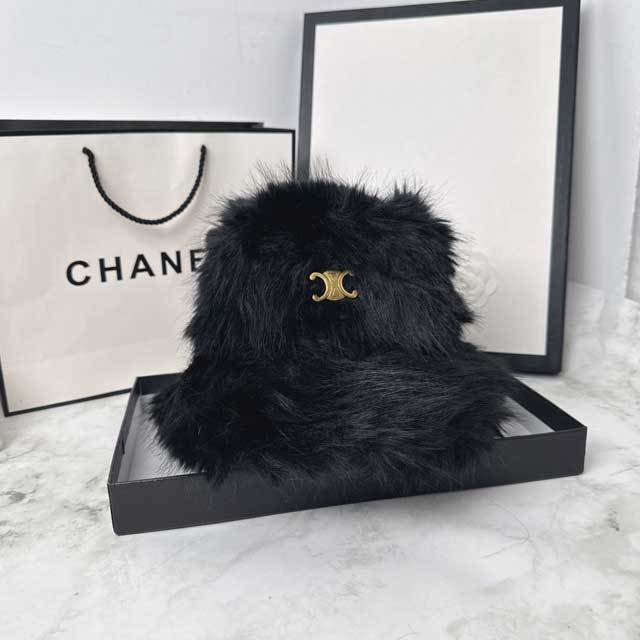 Metal Logo Furry Bucket Hat