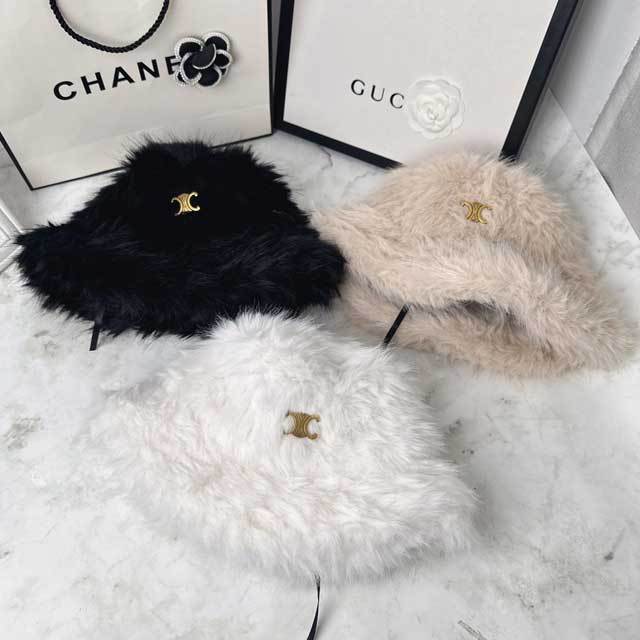 Metal Logo Furry Bucket Hat