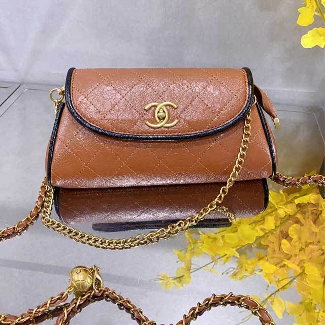 Gold Chained Leather Crossbody Bag