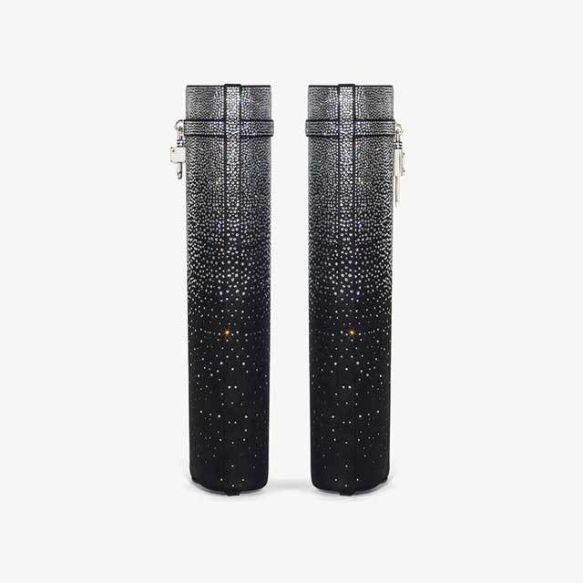 Shark Lock Rhinestones Knee Length Boots