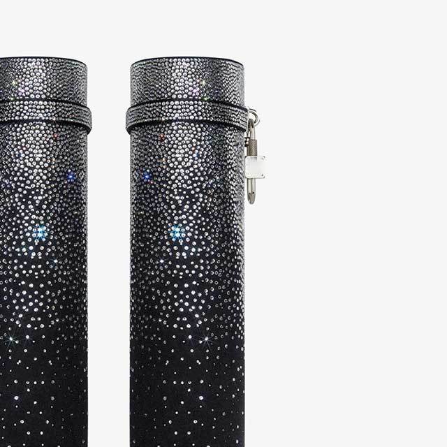 Shark Lock Rhinestones Knee Length Boots