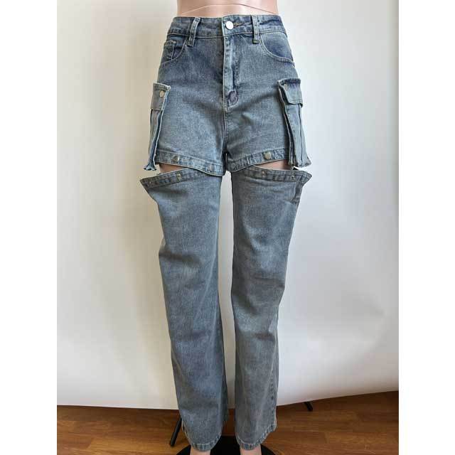 Removable Casual Cargo Jeans