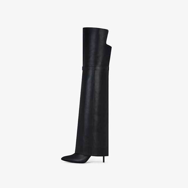 Shark Lock Leather Over Knee Knight Boots