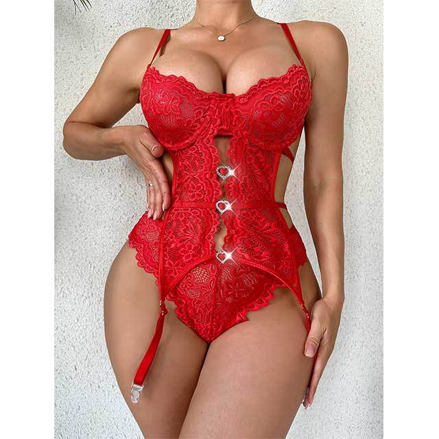 Lace 2 Piece Corset Garter Set