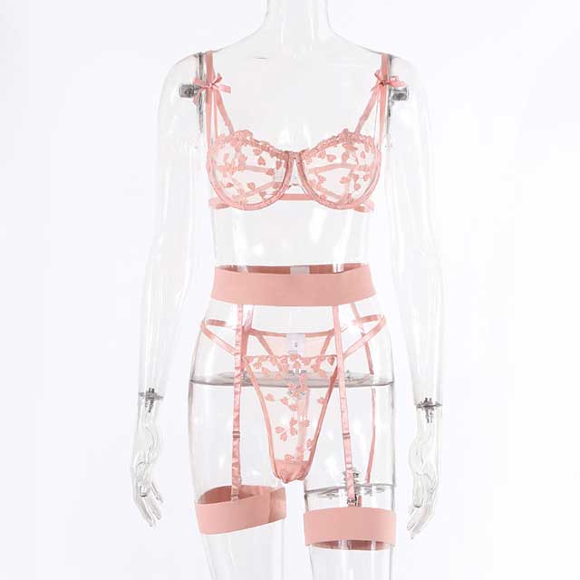 The Valentina Embroidered Lace Lingerie Set