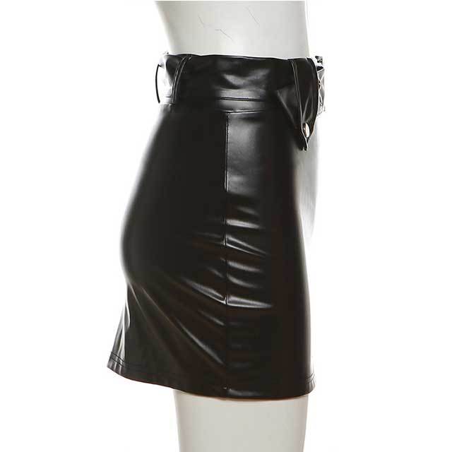 Leather Jacket Top Cargo Skirt Set