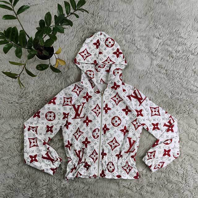 Printed Zipper Hooded Jacket