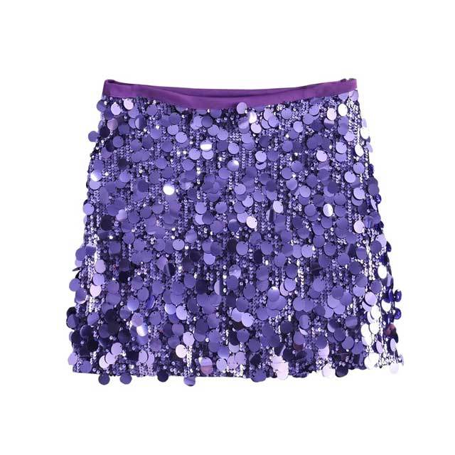 High Waist Sequin Mini Skirt